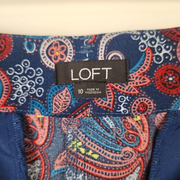 LOFT Size 10 Multicolor Paisley Print Boho Colorful Women's Short with Pockets - Picture 6 of 7